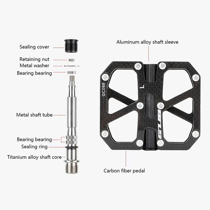 GUB GC088 1 Pair Bicycle Anti-Slip Pedals Carbon Fiber Mountain Road Bike Cycling Pedals - 7