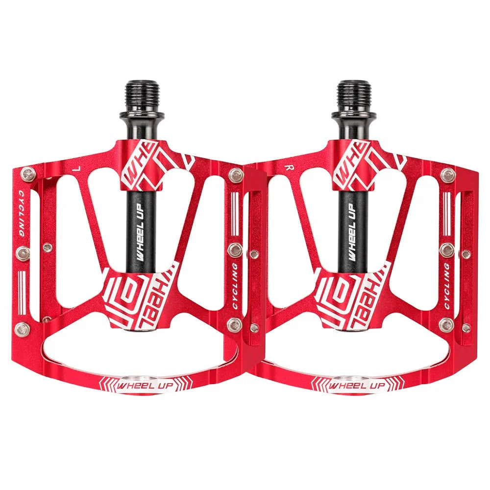 WHEEL UP 311 CNC Aluminum Alloy Bicycle Pedals Cycling Sealed Bearing Pedals Non-slip MTB Bike Pedals - Red - 1