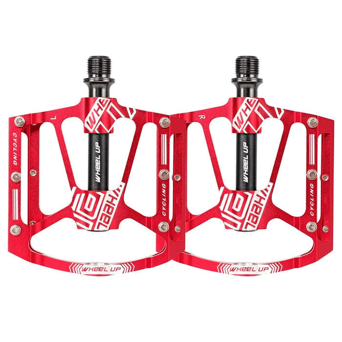 WHEEL UP 311 CNC Aluminum Alloy Bicycle Pedals Cycling Sealed Bearing Pedals Non-slip MTB Bike Pedals - Red - 1