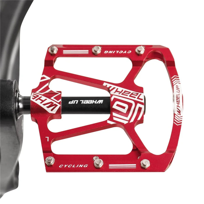 WHEEL UP 311 CNC Aluminum Alloy Bicycle Pedals Cycling Sealed Bearing Pedals Non-slip MTB Bike Pedals - Red - 2