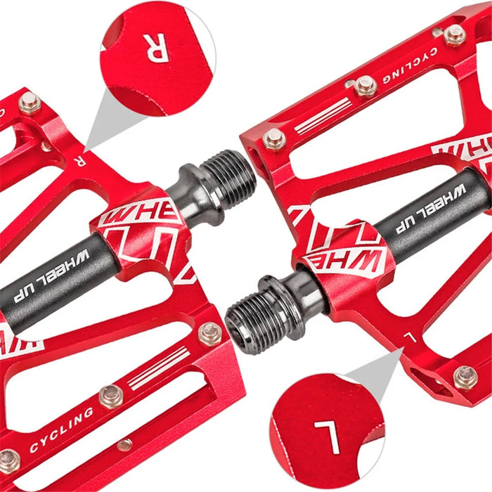 WHEEL UP 311 CNC Aluminum Alloy Bicycle Pedals Cycling Sealed Bearing Pedals Non-slip MTB Bike Pedals - Red - 4
