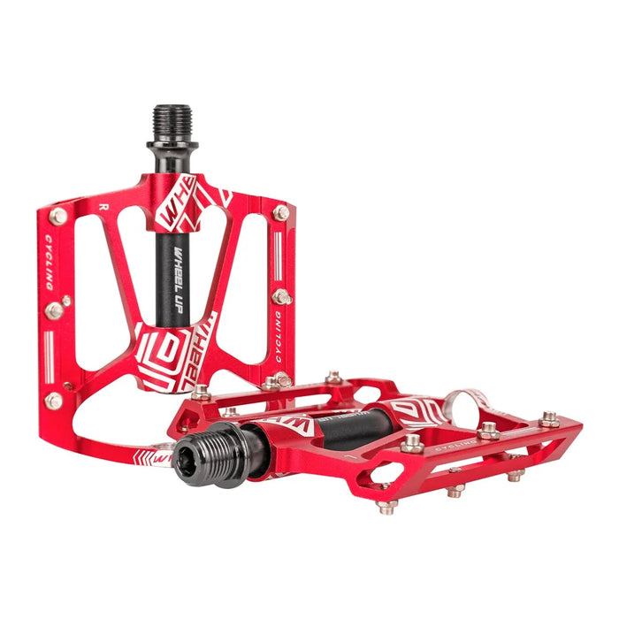 WHEEL UP 311 CNC Aluminum Alloy Bicycle Pedals Cycling Sealed Bearing Pedals Non-slip MTB Bike Pedals - Red - 5