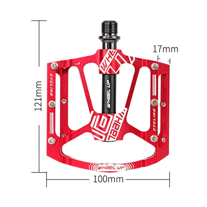 WHEEL UP 311 CNC Aluminum Alloy Bicycle Pedals Cycling Sealed Bearing Pedals Non-slip MTB Bike Pedals - Red - 7