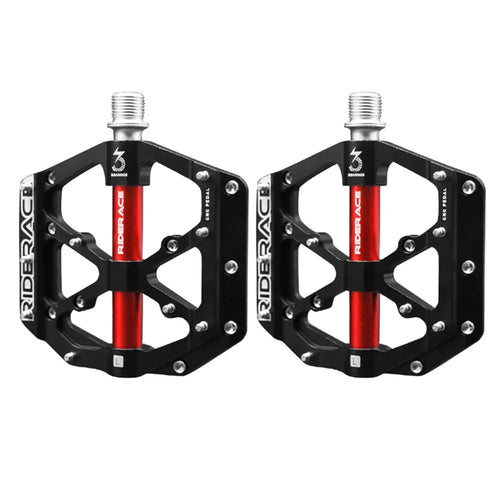 RIDERACE RN1527 Mountain Bike Pedals Aluminum Alloy Non-Slip 3-Bearing Pedals - Black - 1