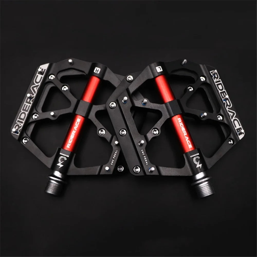RIDERACE RN1527 Mountain Bike Pedals Aluminum Alloy Non-Slip 3-Bearing Pedals - Black - 2
