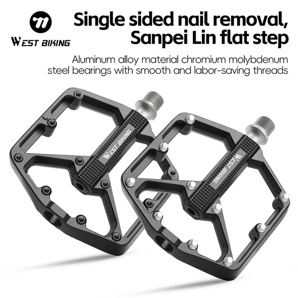 WEST BIKING YP0802131 1 Pair Bike Pedals Aluminum Alloy Triple Bearing Cycling Pedals for Mountain Road Bikes - 2