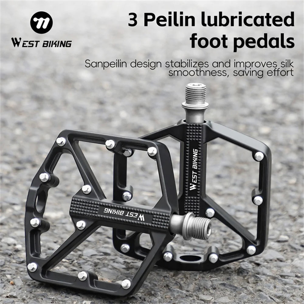 WEST BIKING YP0802131 1 Pair Bike Pedals Aluminum Alloy Triple Bearing Cycling Pedals for Mountain Road Bikes - 3