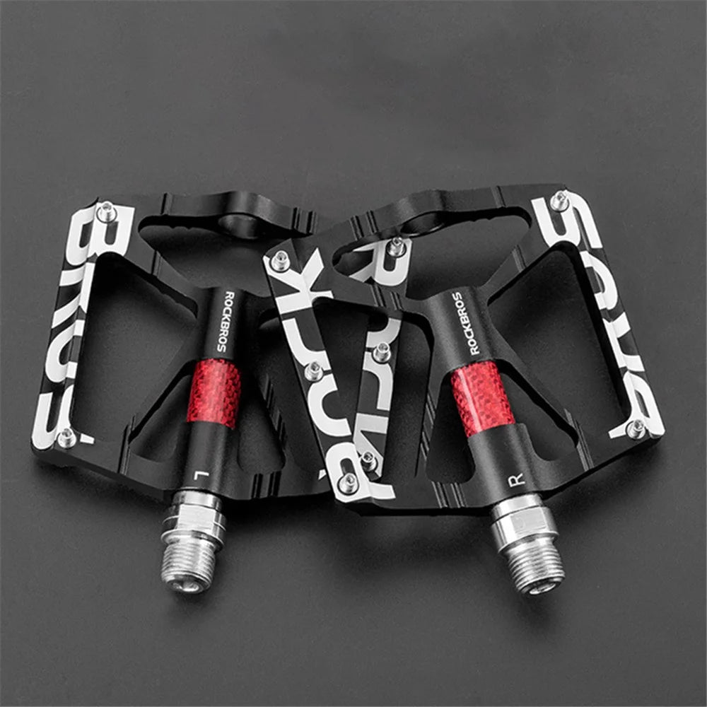 ROCKBROS K307T Ultralight Cycling Pedals Wide Platform MTB Mountain Bike Reflective Bicycle Bearing Pedals - Black - 1