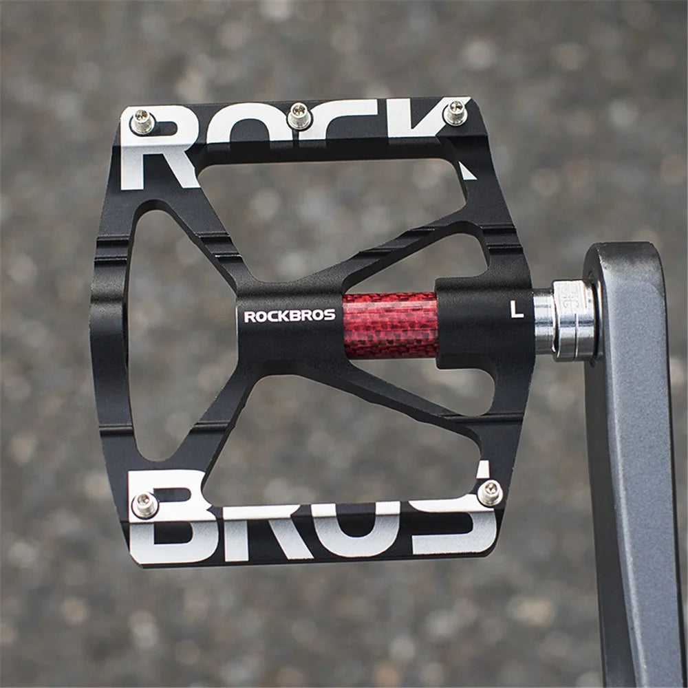 ROCKBROS K307T Ultralight Cycling Pedals Wide Platform MTB Mountain Bike Reflective Bicycle Bearing Pedals - Black - 2