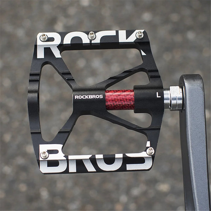 ROCKBROS K307T Ultralight Cycling Pedals Wide Platform MTB Mountain Bike Reflective Bicycle Bearing Pedals - Black - 2