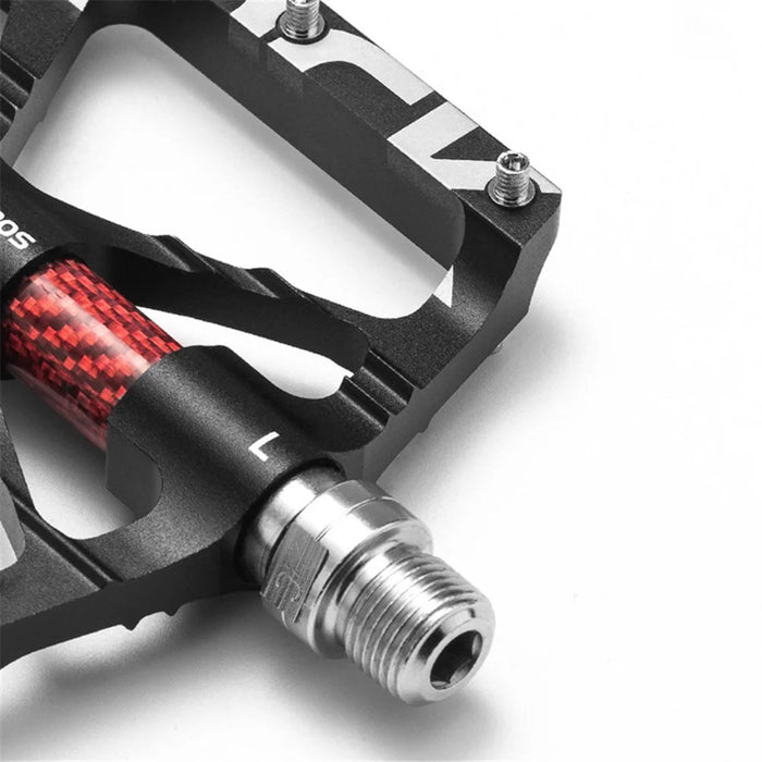 ROCKBROS K307T Ultralight Cycling Pedals Wide Platform MTB Mountain Bike Reflective Bicycle Bearing Pedals - Black - 4
