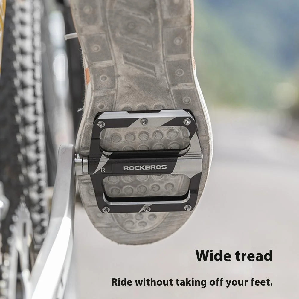 ROCKBROS K306 1 Pair Mountain Bike Pedals Sealed Bearing Anti Slip Cycling Pedals for Road Bicycle - Black - 2