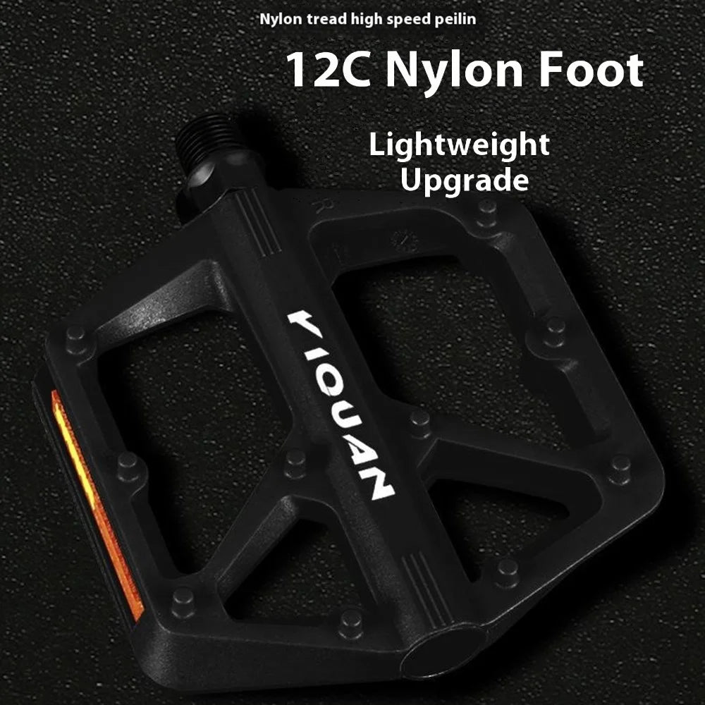 YIQUAN 10EE0052 1 Pair Mountain Bike Nylon Pedals Road MTB Bike MTB Anti Slip Bearing Cycling Foot Pedal - Black - 2