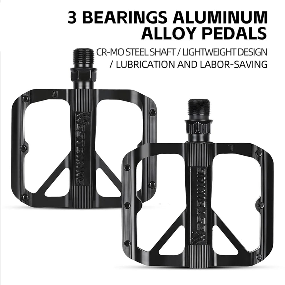 WEST BIKING YP0802126 1 Pair Bike Pedals Triple Bearing Aluminum Alloy MTB Bicycle Foot Pedals - 2