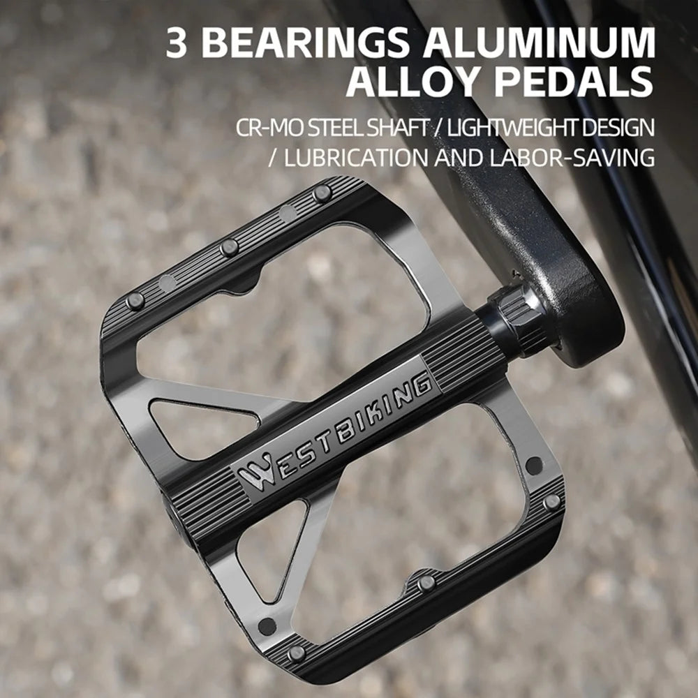 WEST BIKING YP0802126 1 Pair Bike Pedals Triple Bearing Aluminum Alloy MTB Bicycle Foot Pedals - 5