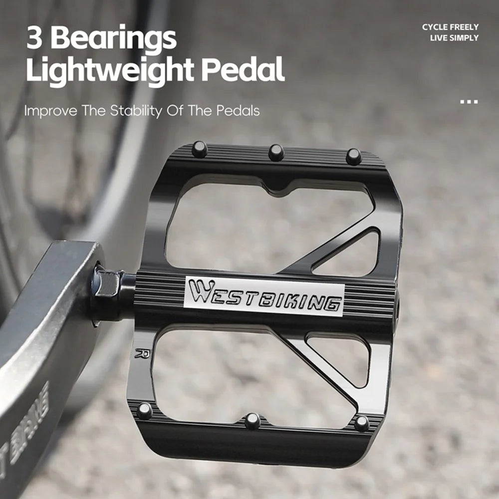 WEST BIKING YP0802126 1 Pair Bike Pedals Triple Bearing Aluminum Alloy MTB Bicycle Foot Pedals - 6