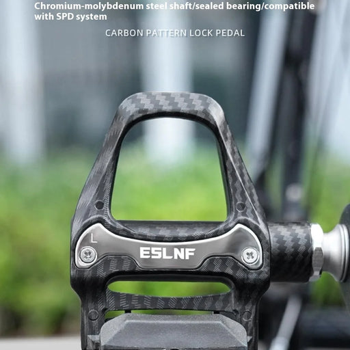 ESLNF 10EE0031 Mountain Road Bike Pedals Self Locking Carbon Fiber Texture Aluminum Alloy Pedals - 2