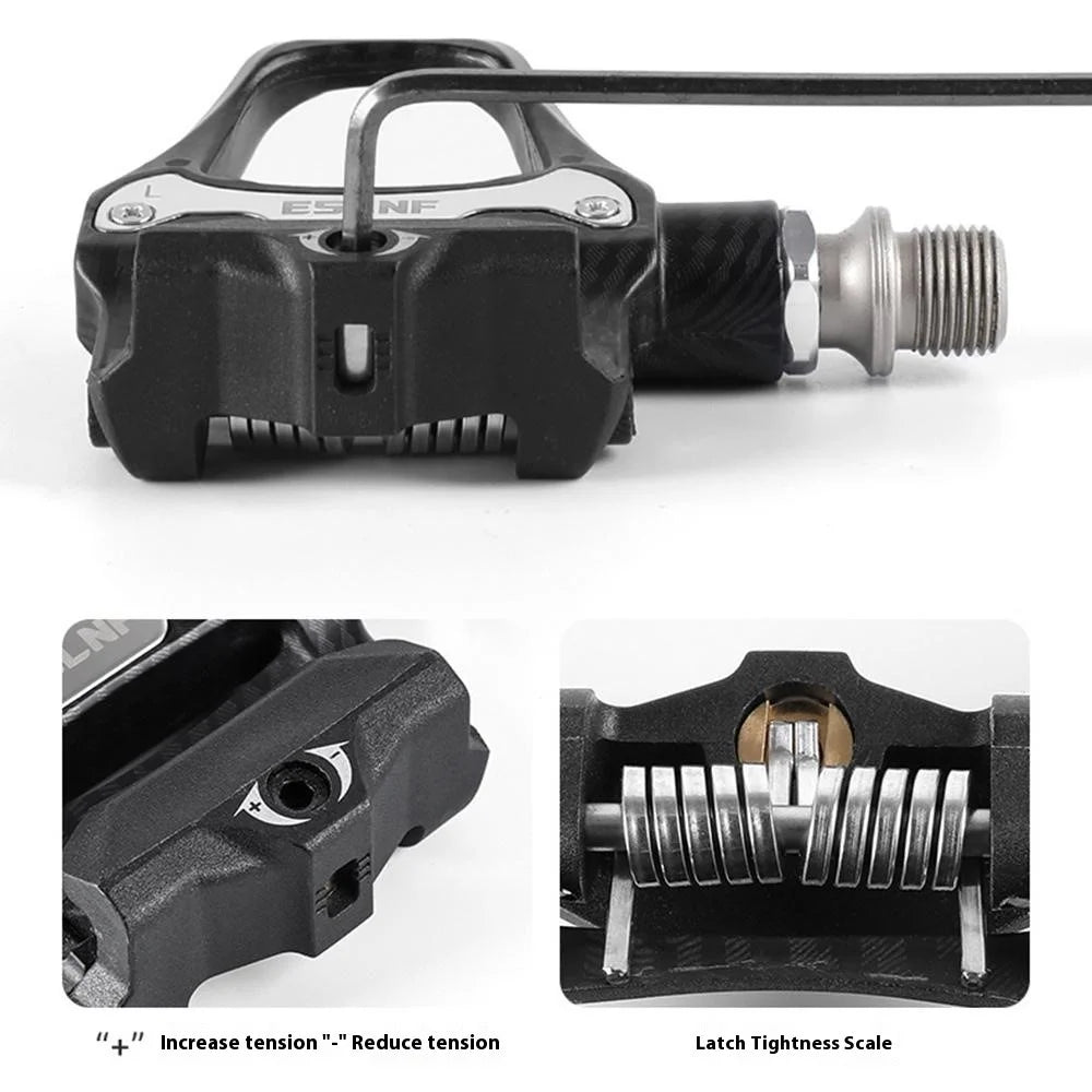 ESLNF 10EE0031 Mountain Road Bike Pedals Self Locking Carbon Fiber Texture Aluminum Alloy Pedals - 3