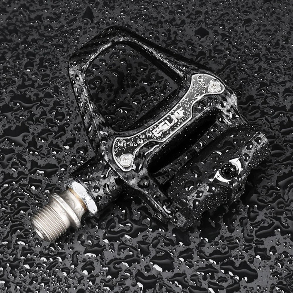 ESLNF 10EE0031 Mountain Road Bike Pedals Self Locking Carbon Fiber Texture Aluminum Alloy Pedals - 6