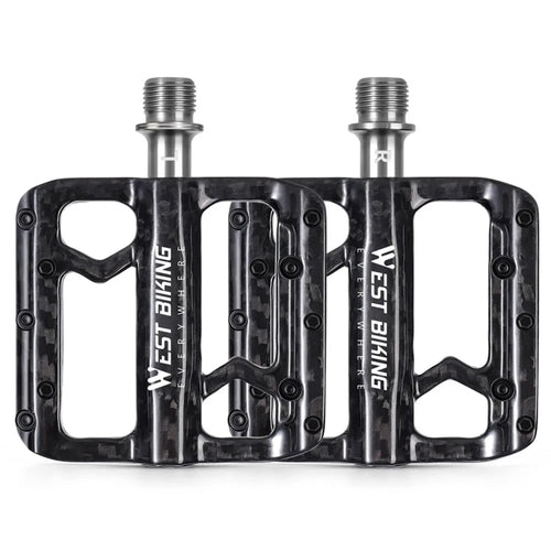 WEST BIKING YP0802132 1 Pair Carbon Fiber Pedals Titanium Alloy Spindle Road Folding Bicycle Ultralight Pedals - 1