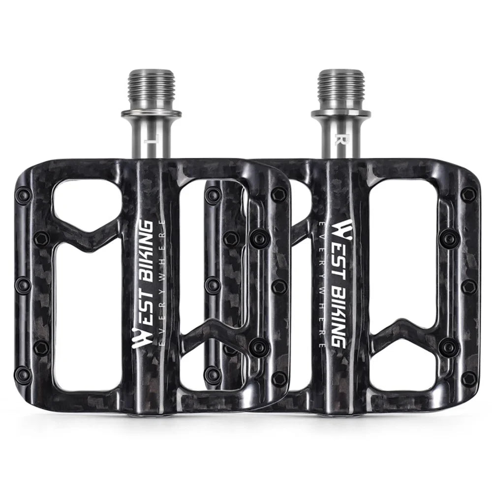 WEST BIKING YP0802132 1 Pair Carbon Fiber Pedals Titanium Alloy Spindle Road Folding Bicycle Ultralight Pedals - 1