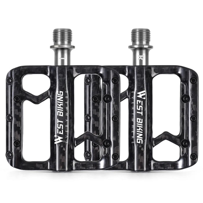 WEST BIKING YP0802132 1 Pair Carbon Fiber Pedals Titanium Alloy Spindle Road Folding Bicycle Ultralight Pedals - 1