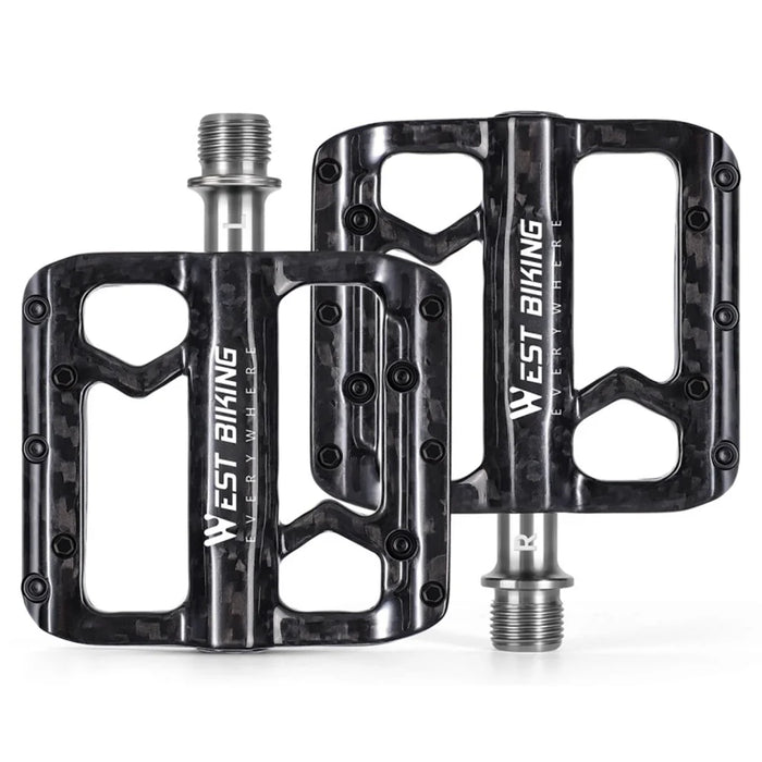 WEST BIKING YP0802132 1 Pair Carbon Fiber Pedals Titanium Alloy Spindle Road Folding Bicycle Ultralight Pedals - 2