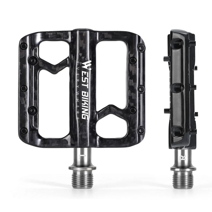 WEST BIKING YP0802132 1 Pair Carbon Fiber Pedals Titanium Alloy Spindle Road Folding Bicycle Ultralight Pedals - 3