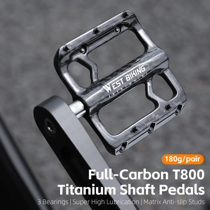 WEST BIKING YP0802132 1 Pair Carbon Fiber Pedals Titanium Alloy Spindle Road Folding Bicycle Ultralight Pedals - 4