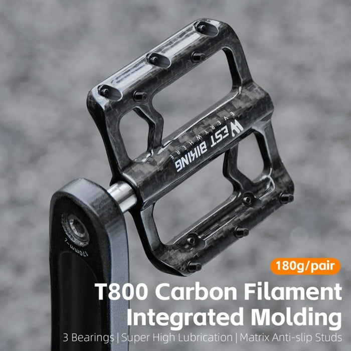 WEST BIKING YP0802132 1 Pair Carbon Fiber Pedals Titanium Alloy Spindle Road Folding Bicycle Ultralight Pedals - 6
