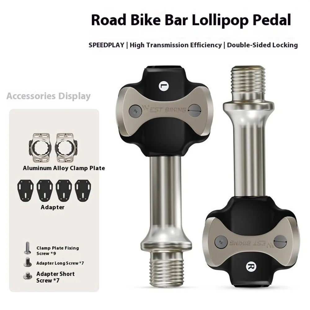 WEST BIKING YP0802142 1 Pair Road Bike Self Locking Pedals Dual Sided Lightweight Cycling Locking Pedals - Black - 2