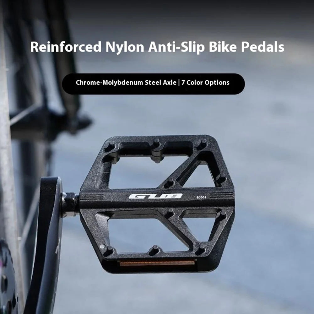GUB GC001 1 Pair Nylon Pedals for Mountain Road Bike Chromoly Steel Axle Sealed Bearing Anti Slip Bicycle Pedals - Black - 3