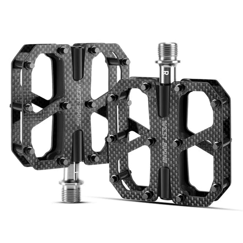 WEST BIKING YP0802147 1 Pair Triple Bearing Pedals for Road Bicycle Anti Slip Carbon Fiber Bike Pedals - Black - 1