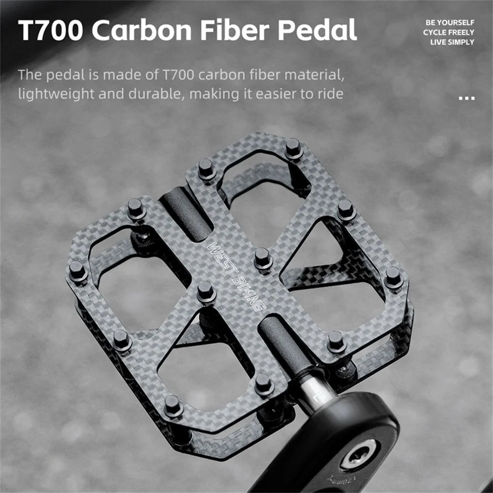 WEST BIKING YP0802147 1 Pair Triple Bearing Pedals for Road Bicycle Anti Slip Carbon Fiber Bike Pedals - Black - 3