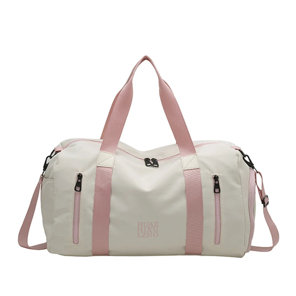 Gym Bag 35L Sports Duffel Bags with Dry Wet Pocket Sport Tote Bag Weekend Overnight Bag - Off-white - 1