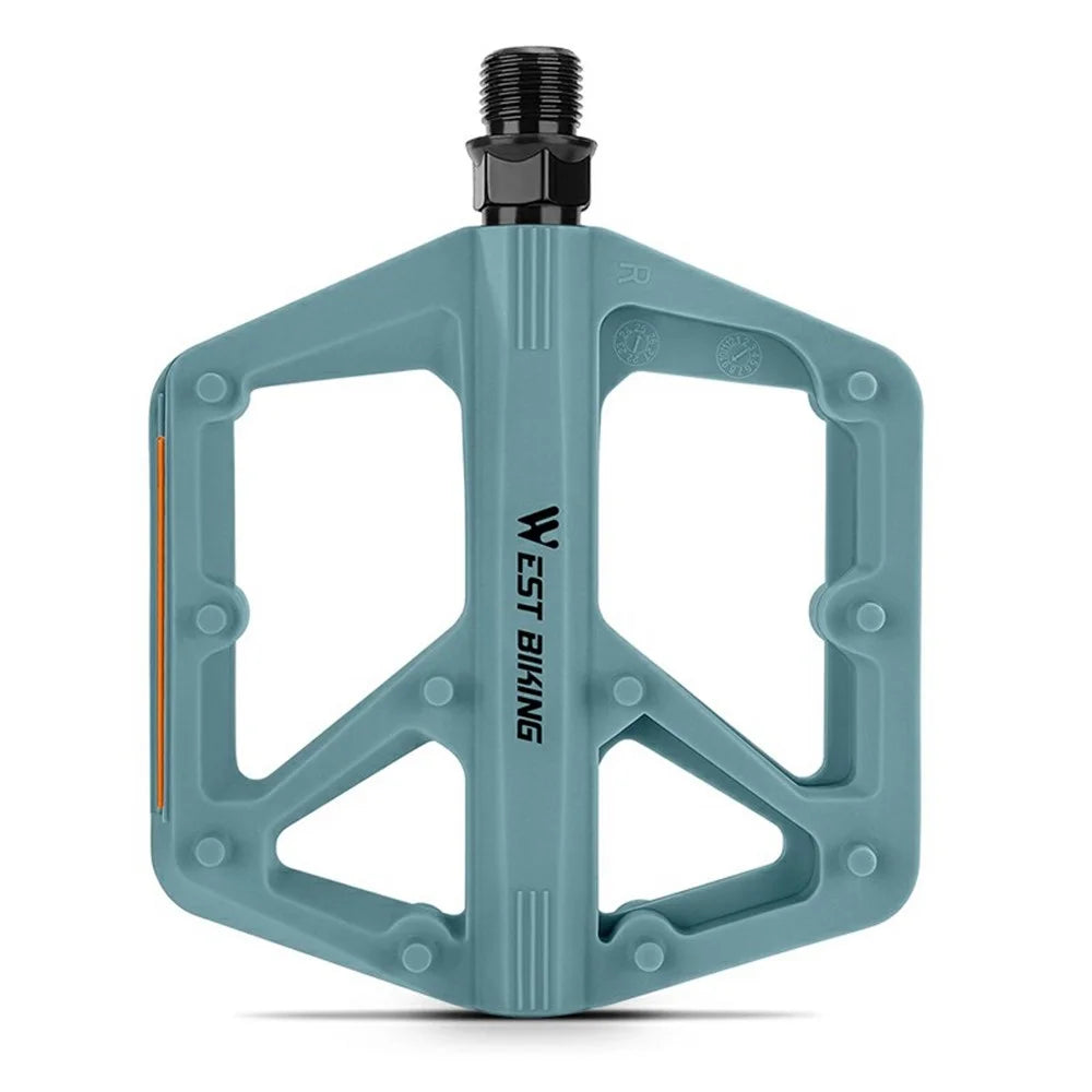 WEST BIKING YP0802150 1 Pair Nylon Widened Pedals for Mountain Road Bike Anti Slip Bicycle Pedals with Reflector - Light Blue - 2