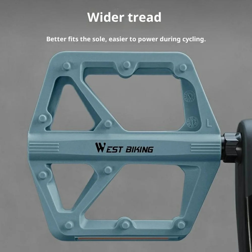WEST BIKING YP0802150 1 Pair Nylon Widened Pedals for Mountain Road Bike Anti Slip Bicycle Pedals with Reflector - Light Blue - 7