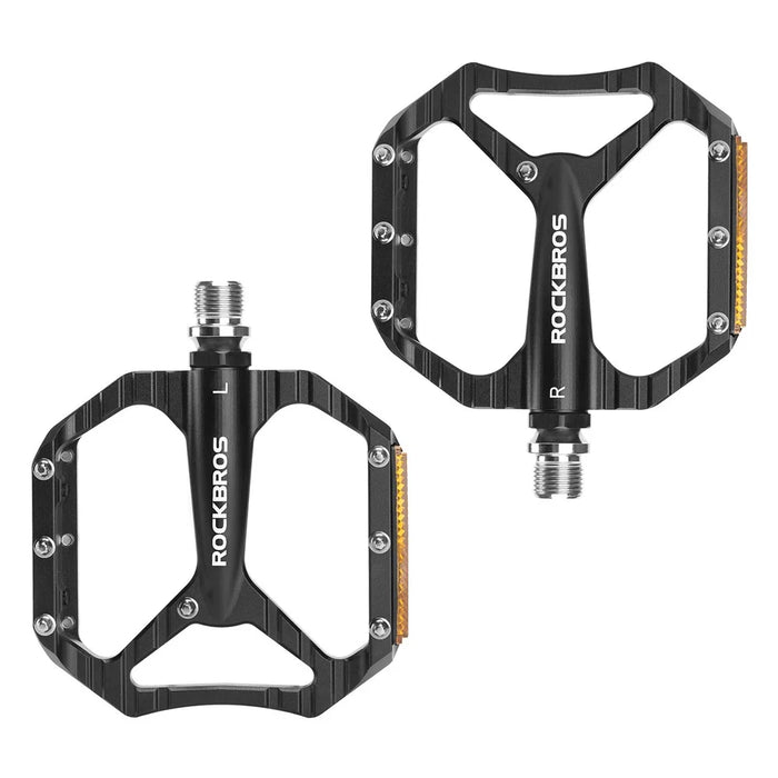 ROCKBROS 1 Pair Bicycle Pedals Aluminum Alloy Mountain Road Bike Pedals Anti-Slip Foot Pedals - Black - 1