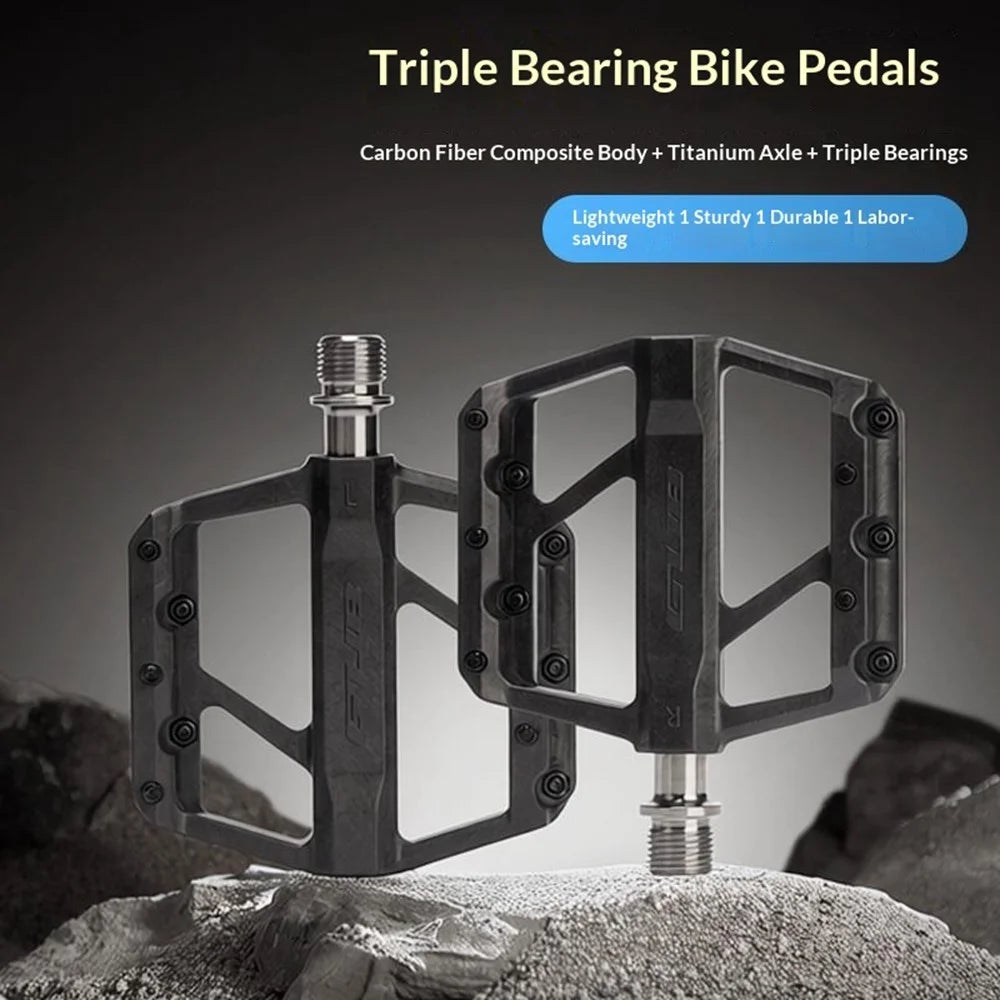GUB GC072 Bike Pedals Titanium Axle Carbon Fiber Composite MTB / Road Bicycle Pedals Triple Sealed Bearings for Outdoor - 2