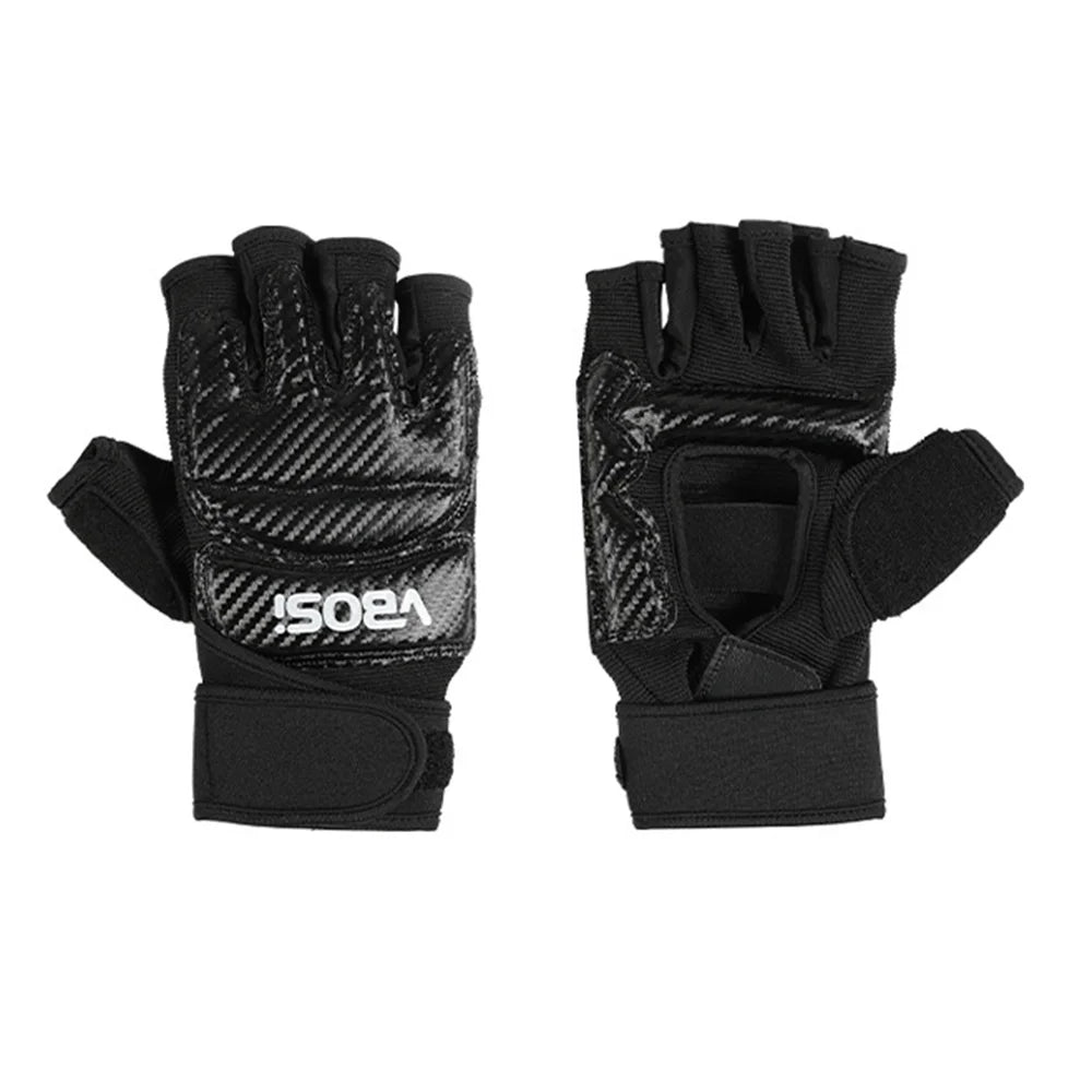 VBOSI 8204V Boxing Gloves Half Finger Fighting Gloves with Compression Wrist Strap Anti-Slip Training Gloves for MMA Gym - Black/M - 1