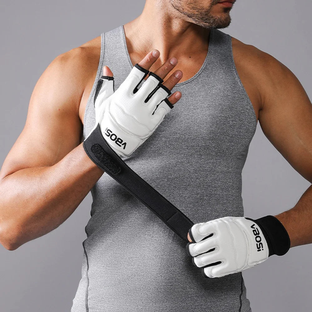 VBOSI 8204V Boxing Gloves Half Finger Fighting Gloves with Compression Wrist Strap Anti-Slip Training Gloves for MMA Gym - Black/M - 3