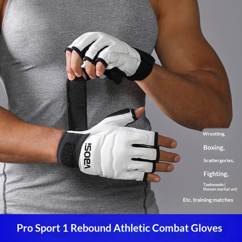 VBOSI 8204V Boxing Gloves Half Finger Fighting Gloves with Compression Wrist Strap Anti-Slip Training Gloves for MMA Gym - Black/M - 4