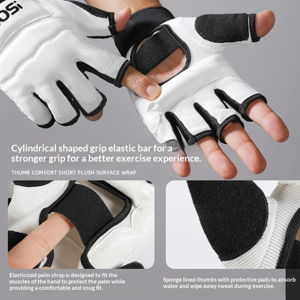 VBOSI 8204V Boxing Gloves Half Finger Fighting Gloves with Compression Wrist Strap Anti-Slip Training Gloves for MMA Gym - Black/M - 5