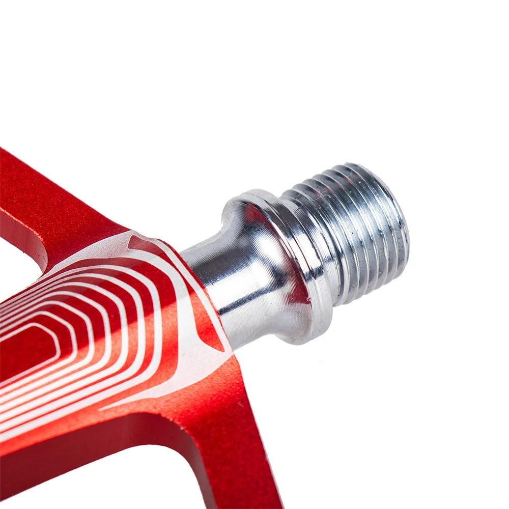 ENLEE 1 Pair N16 Aluminum Alloy Wide Face Bearing Pedals Lightweight Bicycle Pedal Folding Bike Accessories - Red - 6