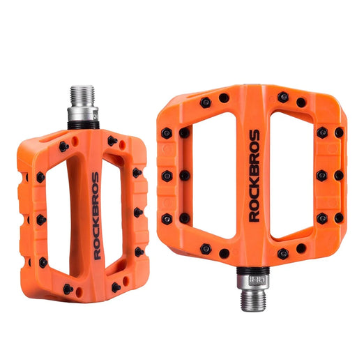 ROCKBROS 2017-12C MTB Pedals Mountain Bike Pedals Lightweight Nylon Fiber Bicycle Platform Pedals for BMX MTB 9/16" - Orange - 1