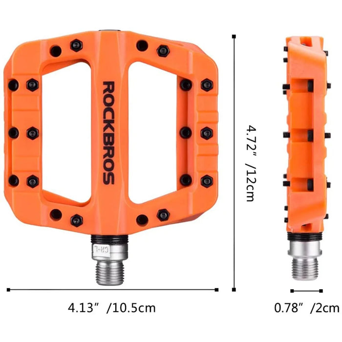 ROCKBROS 2017-12C MTB Pedals Mountain Bike Pedals Lightweight Nylon Fiber Bicycle Platform Pedals for BMX MTB 9/16" - Orange - 7