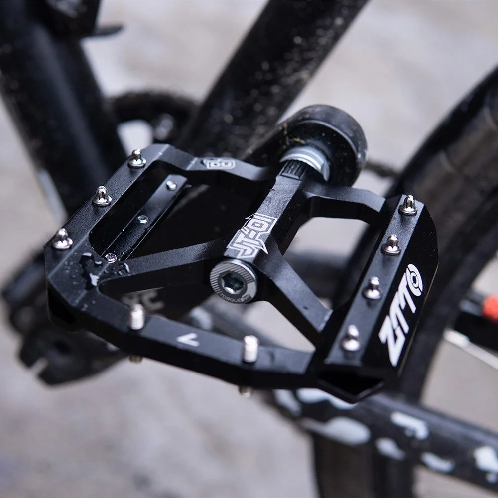 ZTTO JT01 1 Pair MTB Bike Aluminum Alloy 12mm Axle Flat Pedal Bicycle Lightweight Bearing Pedals - Black - 3