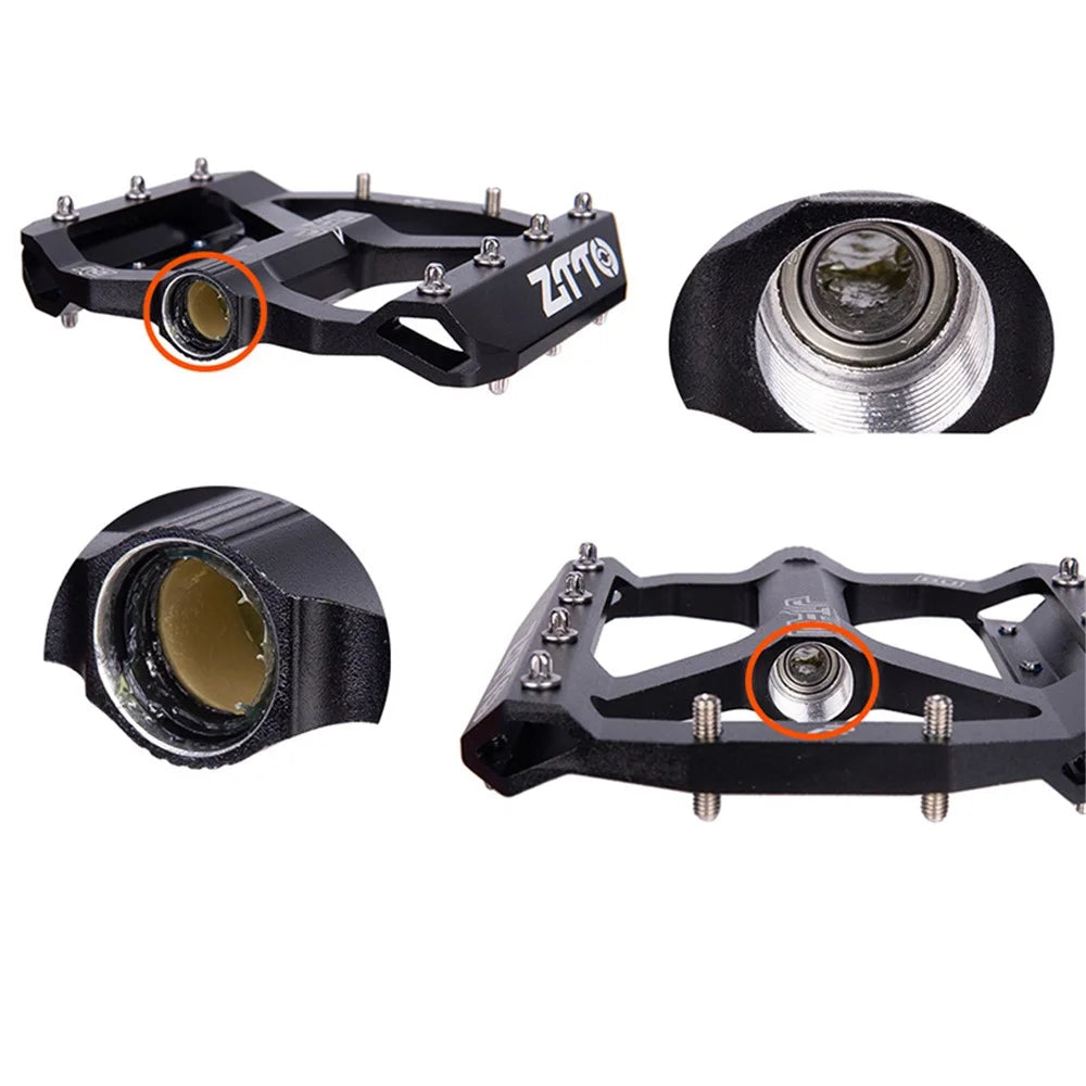 ZTTO JT01 1 Pair MTB Bike Aluminum Alloy 12mm Axle Flat Pedal Bicycle Lightweight Bearing Pedals - Black - 5