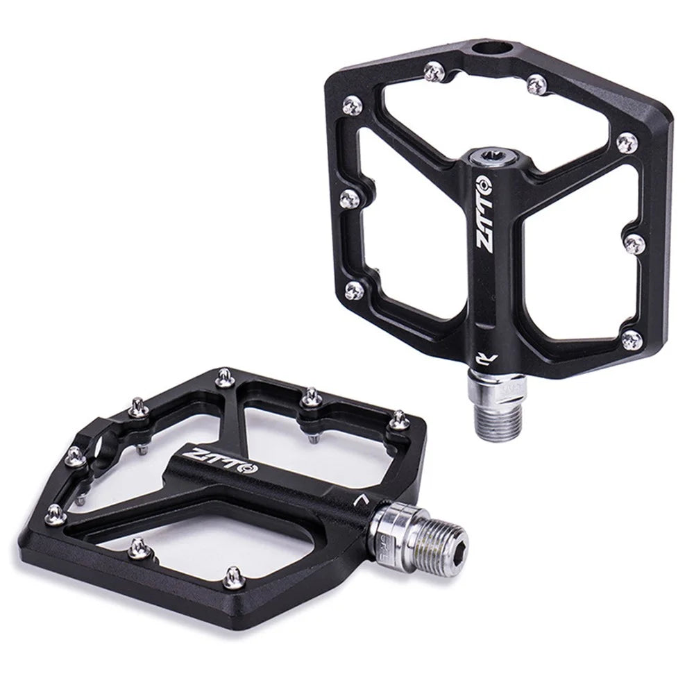 ZTTO JT07 1 Pair Bicycle Flat Pedal Steel Axis 32 Spikes Bike Pedals Cycling Replace Part - Black - 1