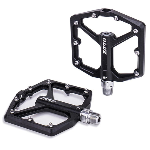 ZTTO JT07 1 Pair Bicycle Flat Pedal Steel Axis 32 Spikes Bike Pedals Cycling Replace Part - Black - 1